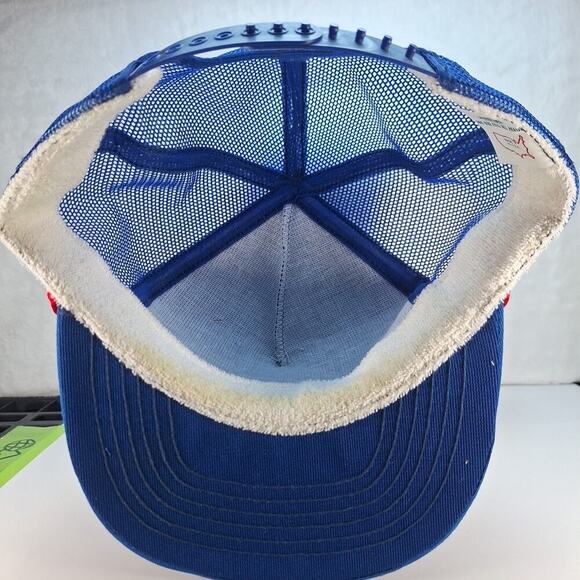 Vintage Big Patch SMI Trucker Hat Cap Snap-Back Meshback Blue - Picture 7 of 8